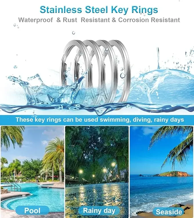 20pcs Stainless Steel Key Rings Polished Silver Round Flat Wire Split Key Ring for Jewellery Making Car Keyring DIY 25-35mm view 5
