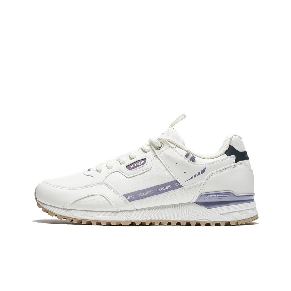 XTEP Sports Slip Resistant, Abrasion Resistant, Lightweight Low top Casual Shoes Women's White Purple 979118320537