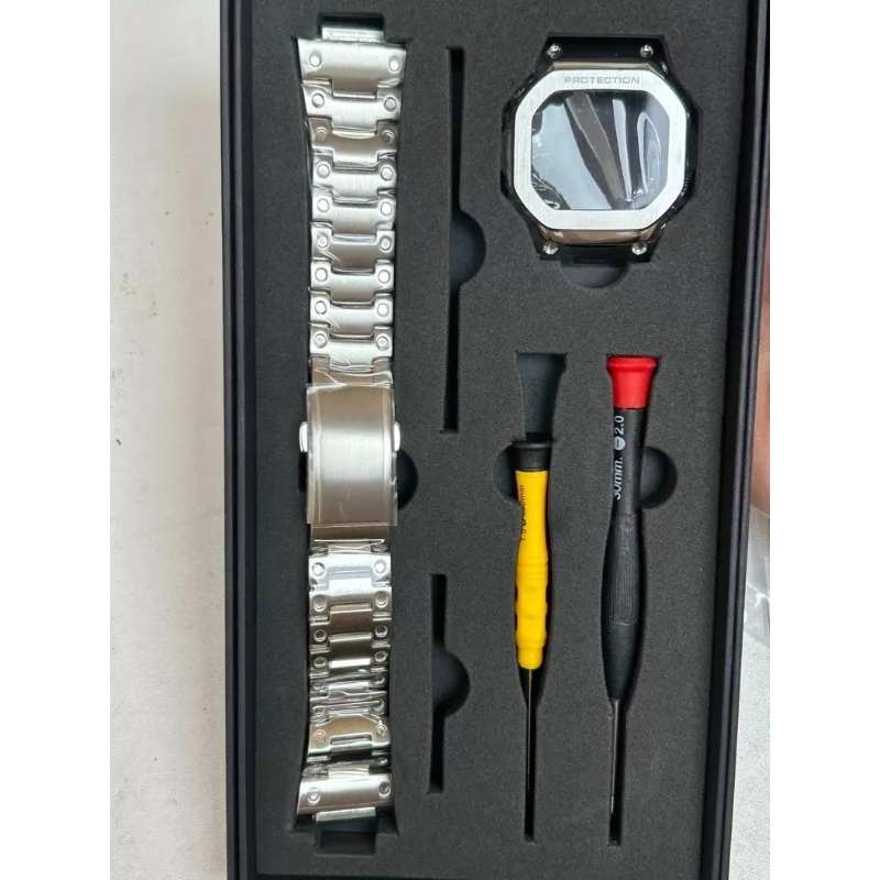For Casio DW5600/GWB5600/GWM5610 Silver Stainless Steel Modification Kit New