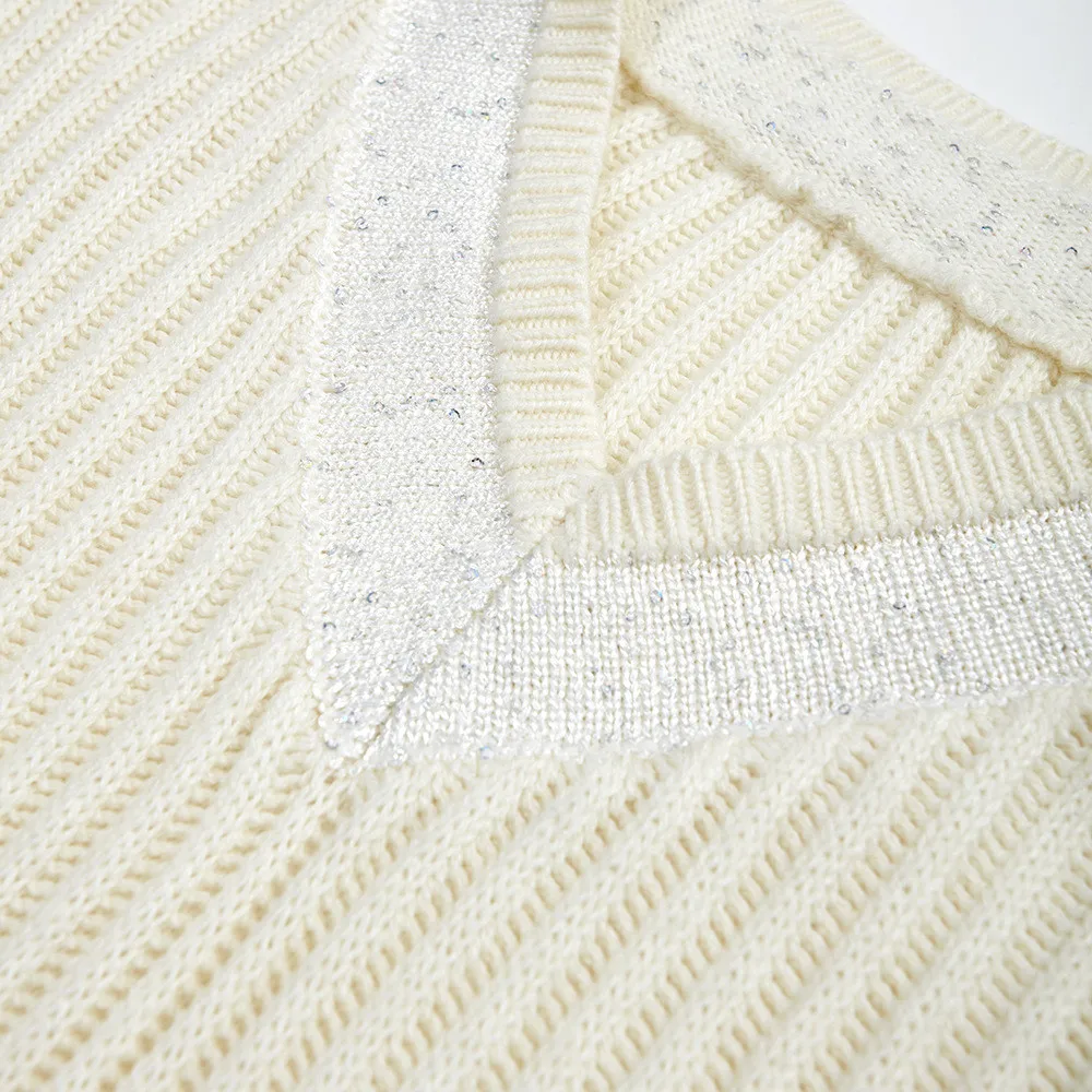 25 Spring/Summer New V-neck Wool Casual Fashion Style Women's Knitted Top