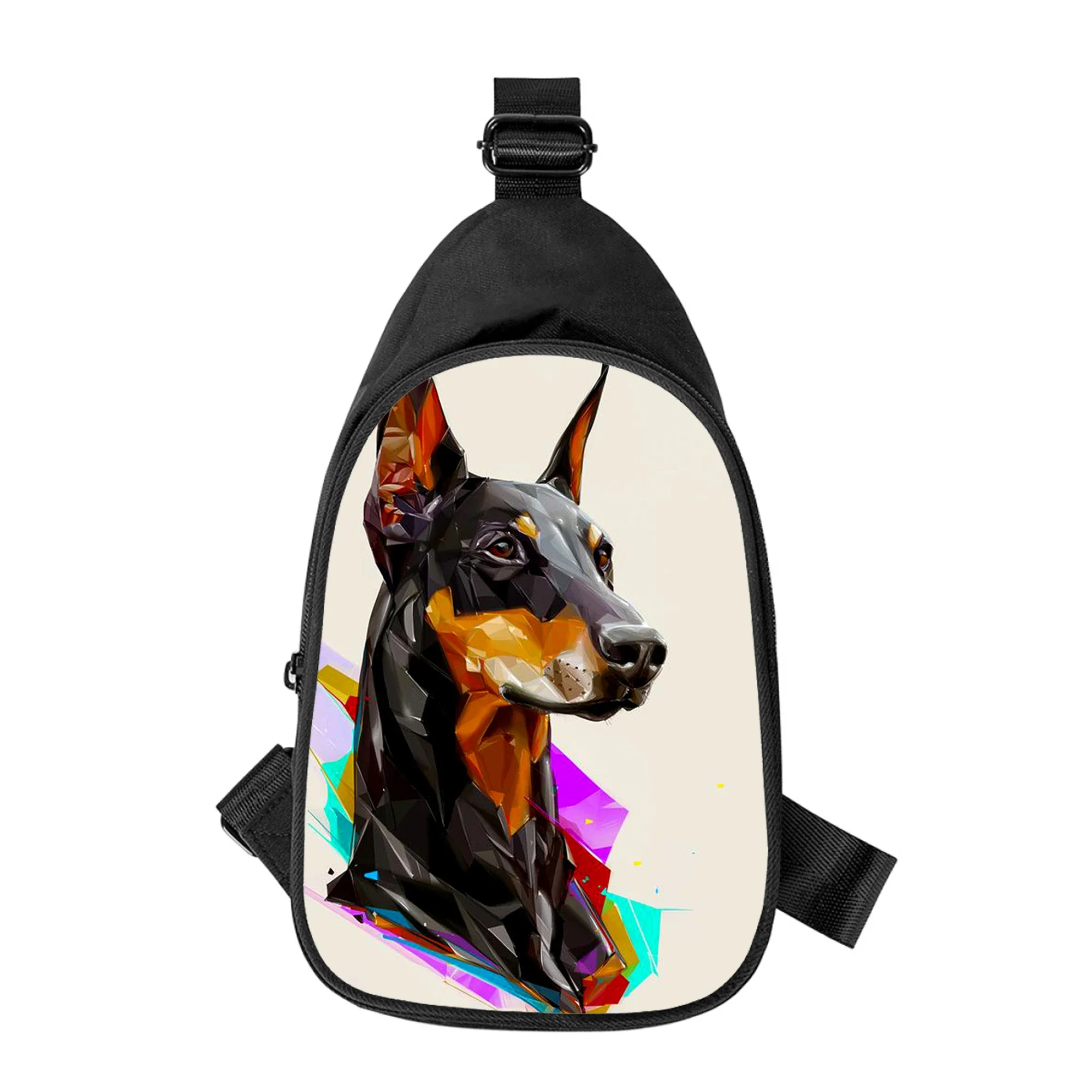 Doberman-Bolso de pecho cruzado con estampado 3D para hombre y mujer, bolsa de hombro, paquete de cintura escolar para marido