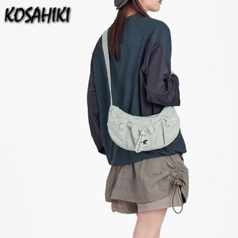 

Streetwear Pleated All Match Simple Hobo Bag Vintage Y2k Aesthetic Casual Treavel Shoulder Bag Women Trendy Handbags Crossbody