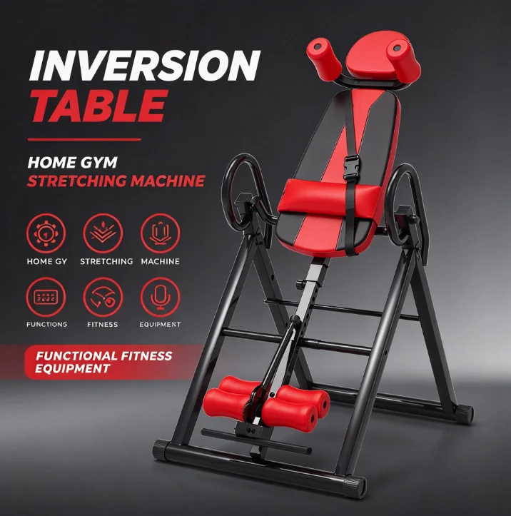 Inversion Table Machine Indoor Back Stretching Equipment Multi-functional Home Gym Fitness Gravity Trainer for Pain Relief