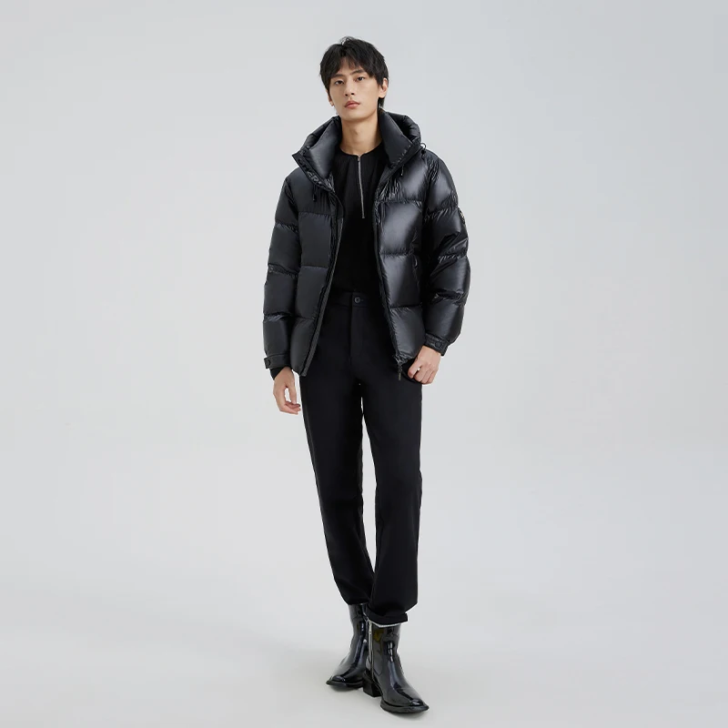 Chericom Men's Short Hooded Down Jacket Winter Goose Down Thick Warm Puffer Coats Zipper Pocket Design Padded Jacket Y299630Y