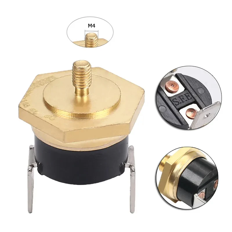 KSD301 M4 Copper Screw Thermostat Bimetallic 40C-150C Degree 10A 250V Normally closed 45C 55C 65C 75C 90C 100C 130C 150C Degree