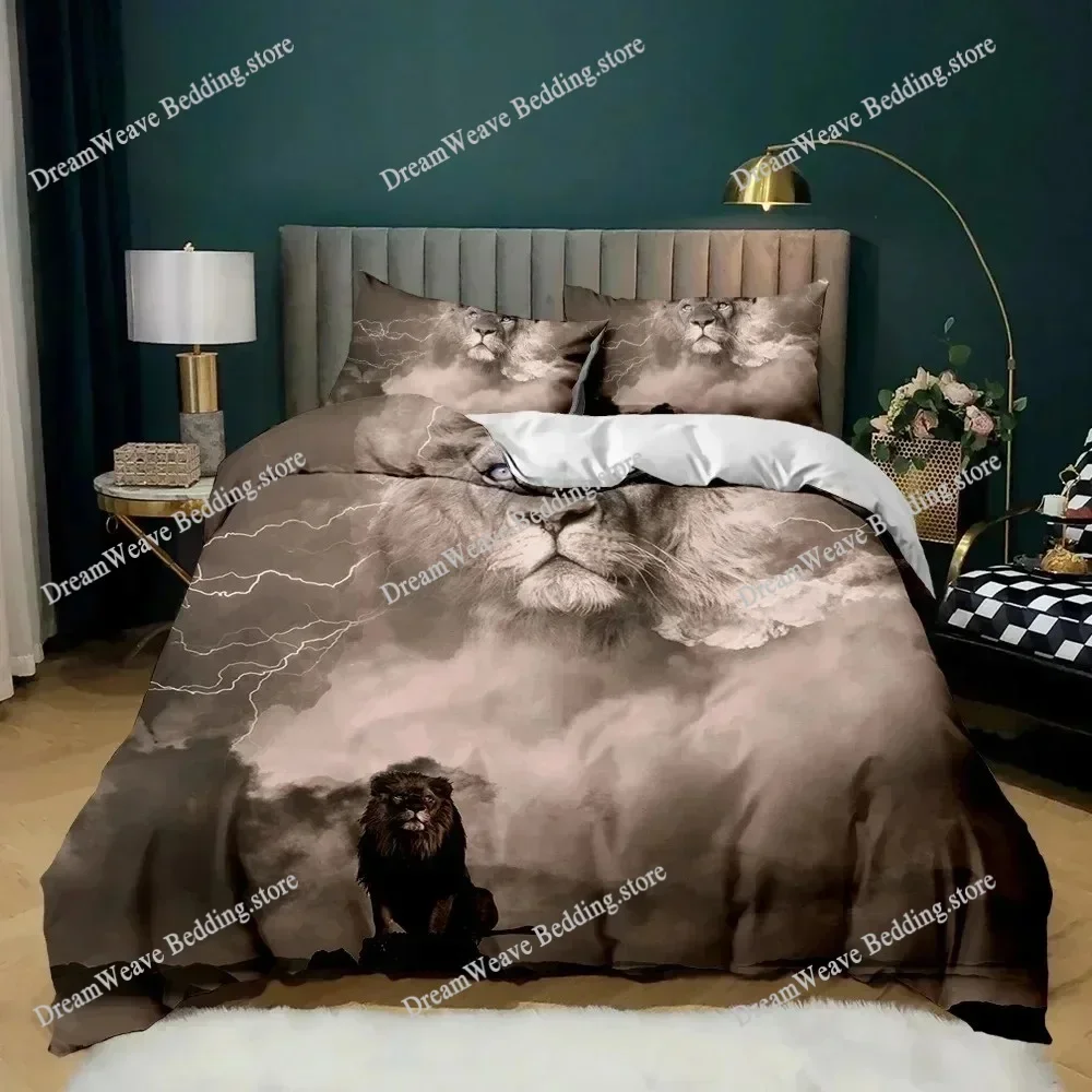 

Lion Duvet Cover Set King Size Wild Animal Pattern Bedding Set Decorative Comforter Covers Wildlife Theme Quilt Cover for Teens9