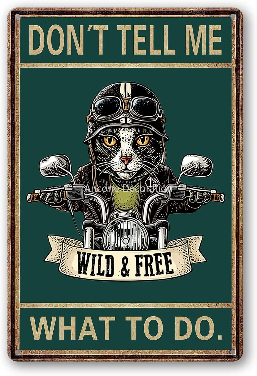 

Don not Tell Me What To Do Sign Metal Tin Signs, Vintage Black Cat Riding Motorcycle Wild Decoration Cat Lover Gift