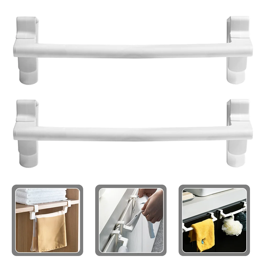 

2 Pcs Removable Punch-free Cabinet Door Hanging Rag and Towel Storage Rack 2pcs White Kitchen over Holder Back