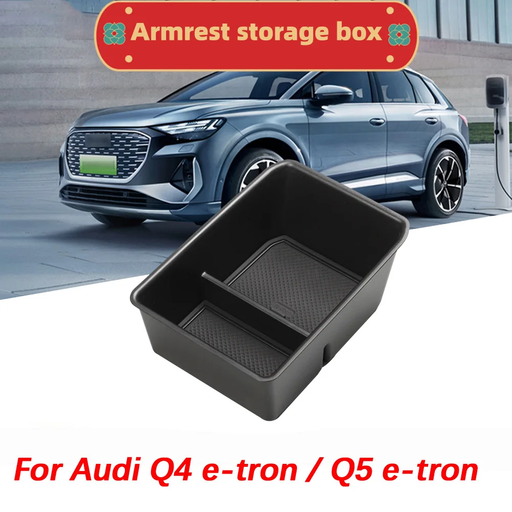 For Audi Q4 E-Tron Etron 2022 2023 2024 Car Central Control Armrest Storage Box Interior ABS Organizer Waterproof  Accessories