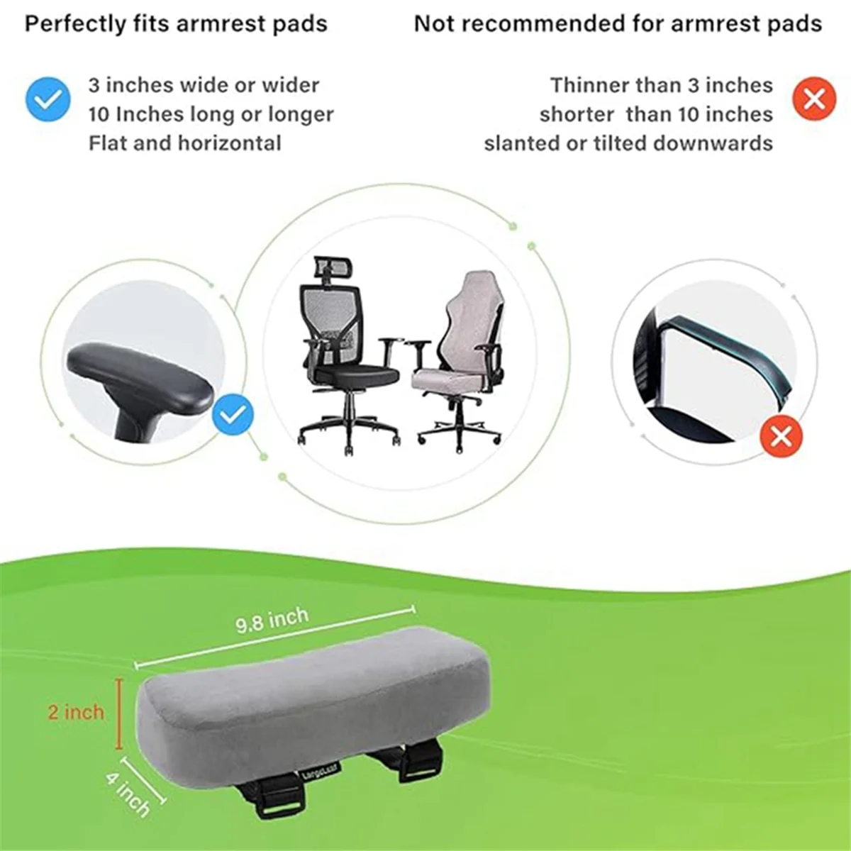 A04I Ergonomic Office Chair Armrest Pads, Comfy Gaming Chair Arm Rest Covers for Elbows and Forearms Pressure Relief image 5