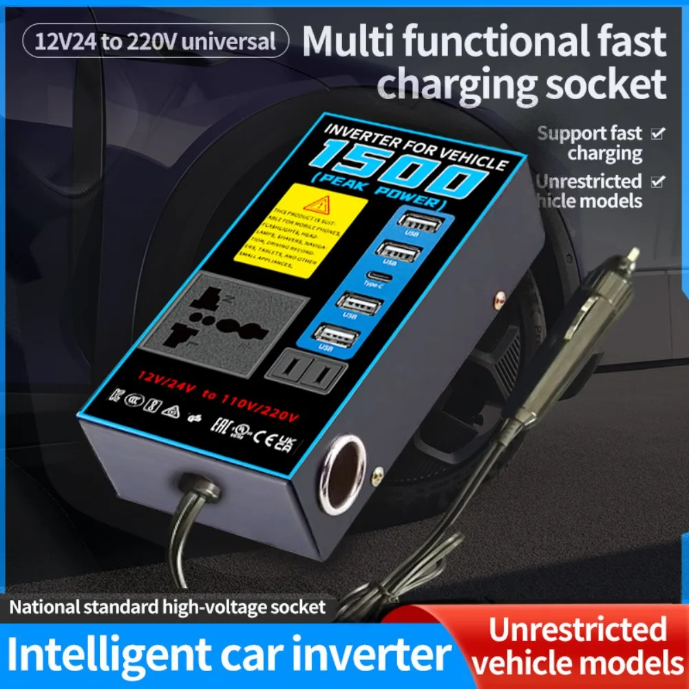 محول طاقة السيارة 12 فولت 24 فولت إلى 110 فولت 220 فولت شاحن مقبس السيارة مع منفذ USB PD شحن سريع ووظيفة السلامة #6