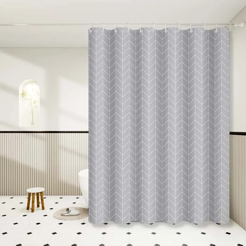 Gray Grid Pattern Versatile Shower Curtain Minimalist Bathroom Curtain Creates a High-End Bathroom Space
