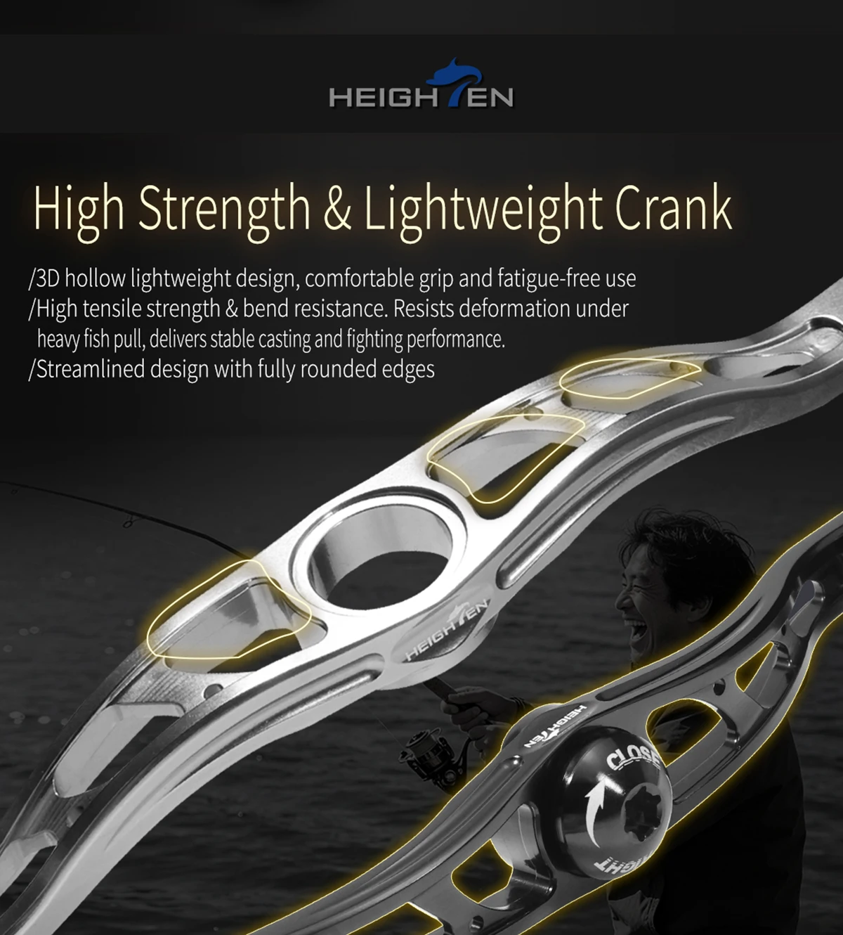 HEIGHTEN Ultraleichte UV-Photochrome Anti-Rutsch-Knopfgriff-Baitcasting-Rollen-Modifikationsteile für Outdoor-Angelzubehör – Detail 5