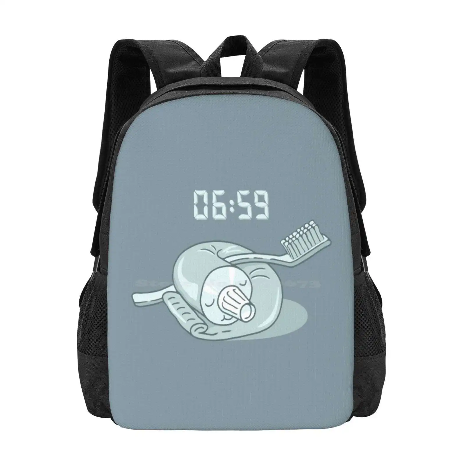 Morning Hot Sale Schoolbag Backpack Fashion Bags Morning Toothpaste Time Sleep Gotoup Bed Sofa Soft Cozy Alarm