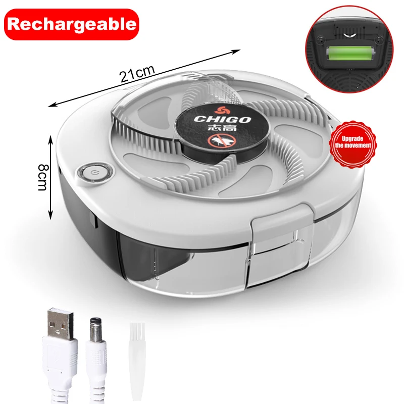 NONE CHIGO Fliegenfänger, wiederaufladbar/USB, elektrische Fliegenfalle, Sicherheit, Innenfliegenfalle, Outdoor, Insekten, Schädlingsfangwerkzeug für Küche, Garten 4