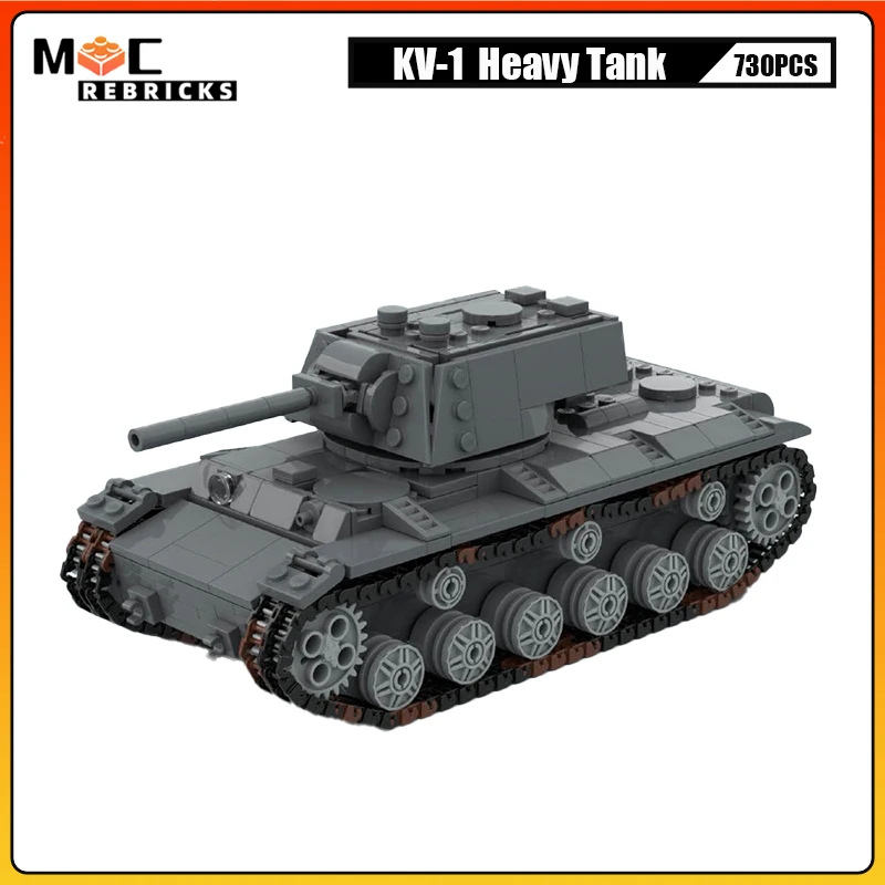 

WW2 Военная машина серии KV-1 MOC Строительные блоки Модель тяжелого танка Высокотехнологичный креативный кирпич Детские игрушки на день рождения Подарки