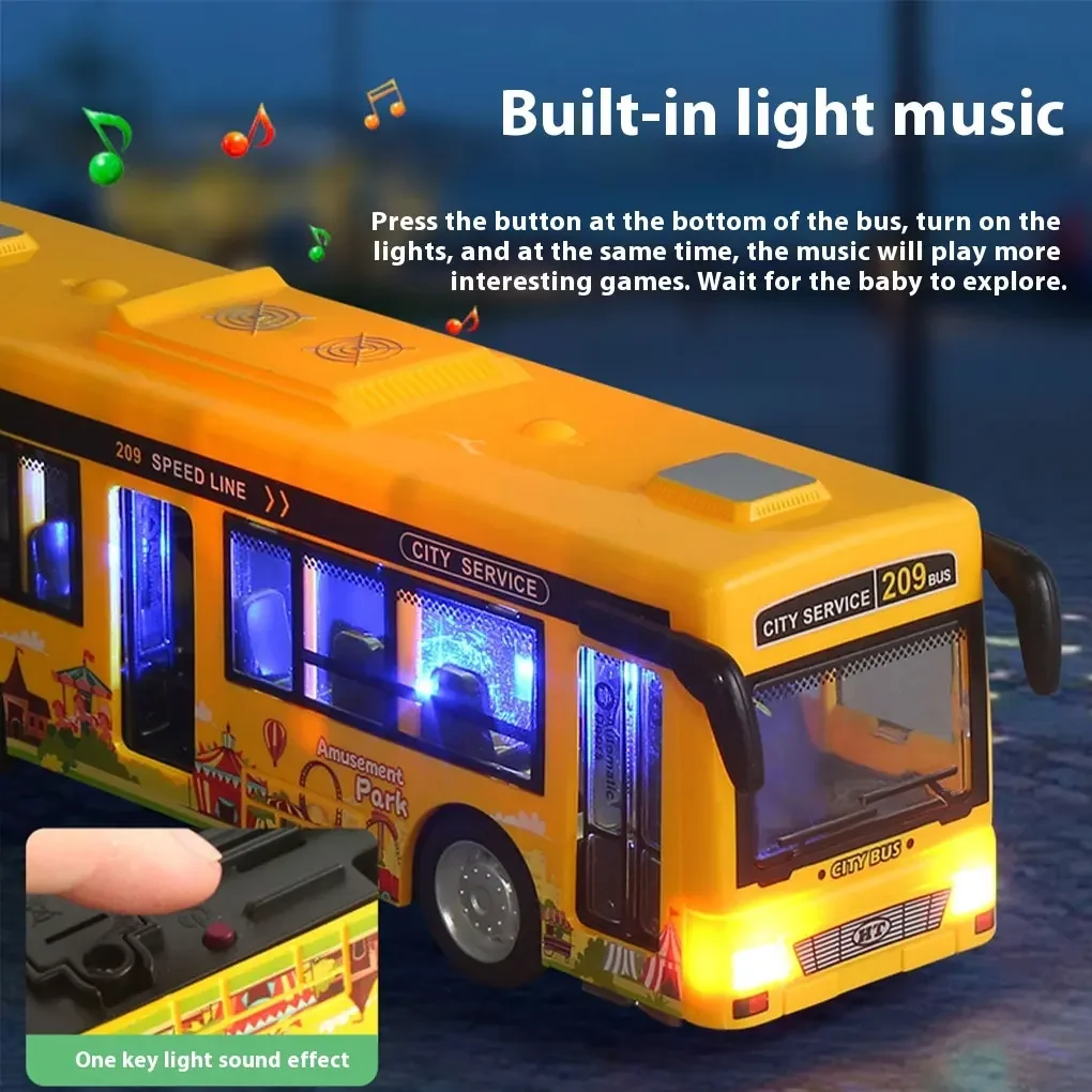 Childrens Large Toys Simulate Real Bus Scene Built-in Lighting Music Durable And Sturdy ABS Car Model Music Function