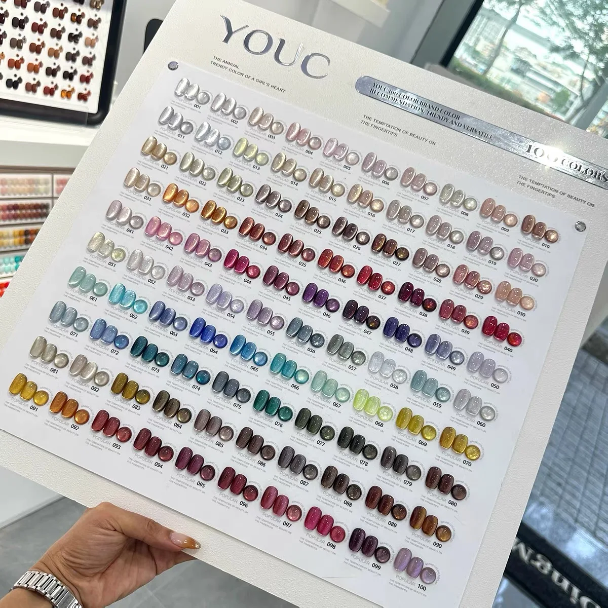 Youc 100-Color High Pigment Long-Lasting Non-Toxic MSDS Certified UV/LED Curing Cat Eye Luxury Professional Nail Salon Gel