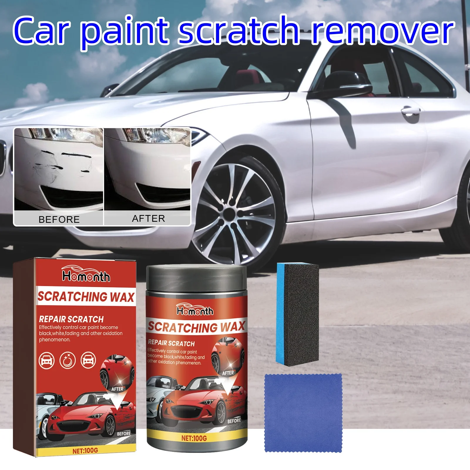 Homonth Car Scratch Remover Car Interior Detailing Cleaner Wax Auto Paint Scratch Repair Cleaning Supplies For SUV Vehicle