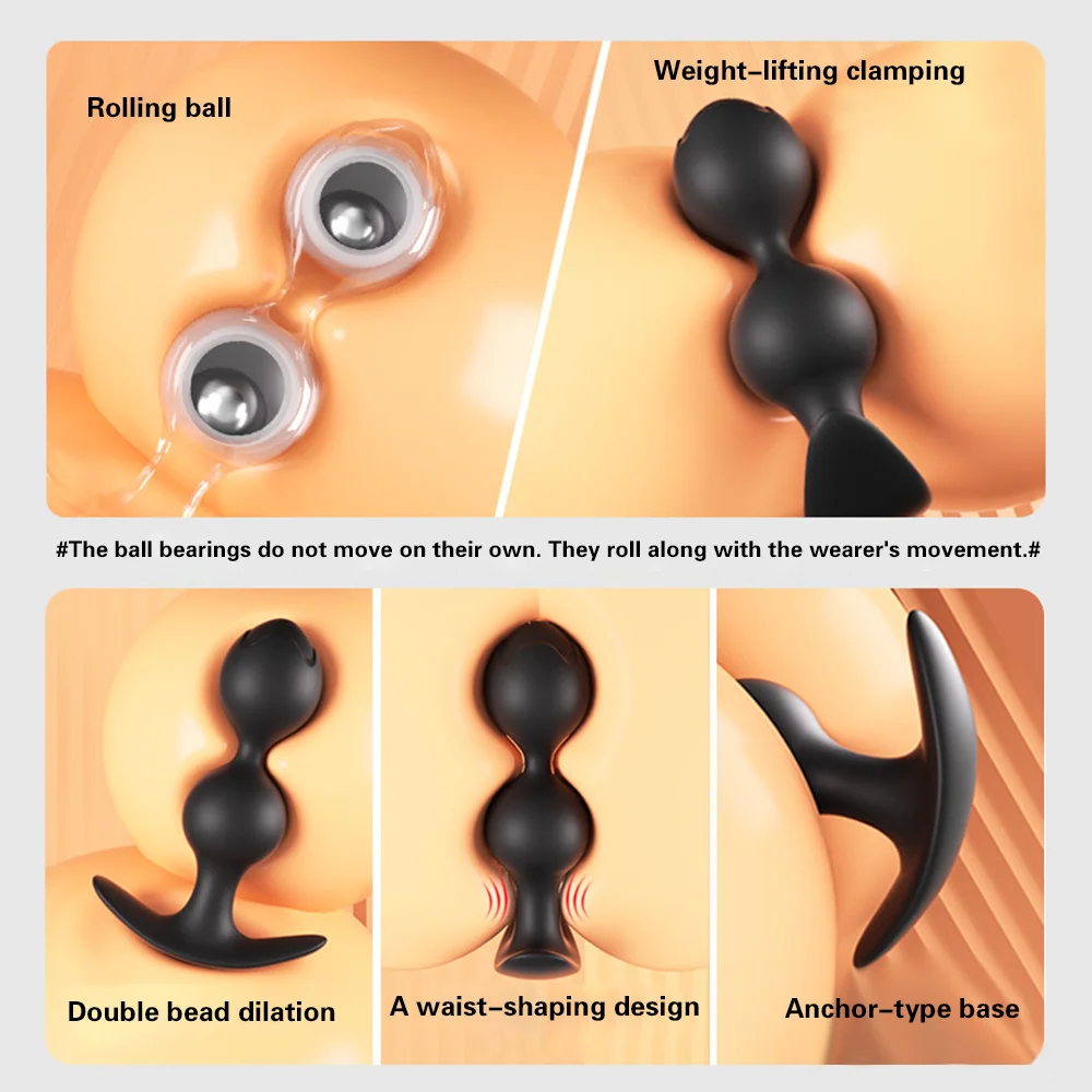 S/M/L Silicone Vagina Anus Dilator Anal Beads Butt Plug with Metal Ball Adult Products Sex Toys for Men Women Gay Sextoys - view 3