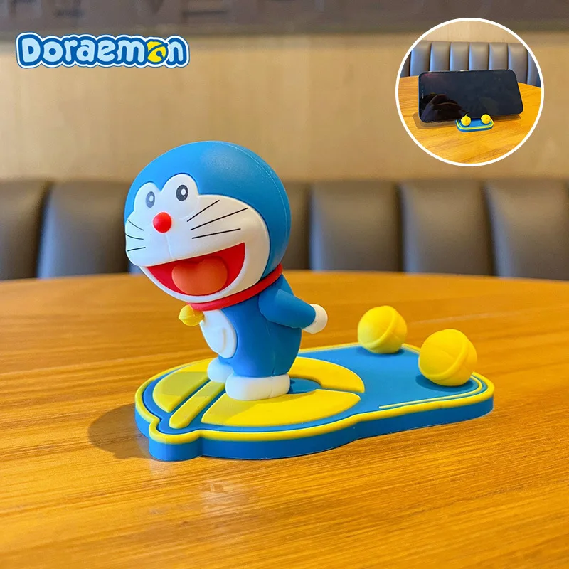 Kawaii Doraemon Mobile Phone Holders Cartoon Animation Doraemon Kicks Desktop Ornaments Decoration Gifts Mobile Phone Holders