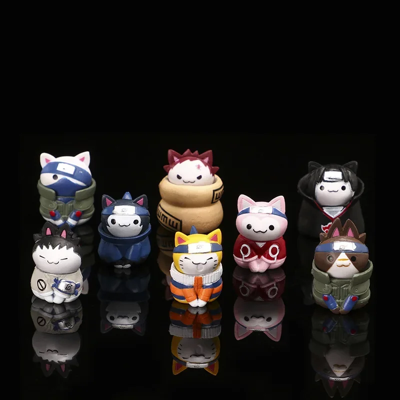 

8pcs Anime Naruto Figures Cute Mini Q Version Modle Naruto Cat Action Figuras Kawaii Model Kid Toys Christmas Gifts