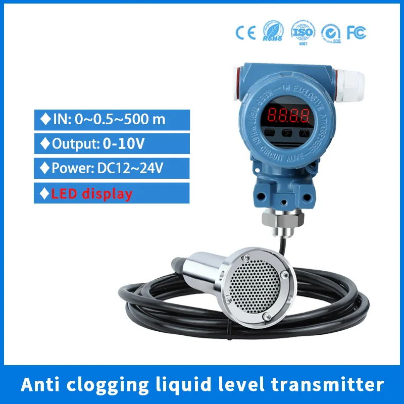 

0-10V IP68 Anti Clogging Liquid Level Transmitter LED Display Sewage Septic Hydrostatic Submersible Level Gauge Sensors