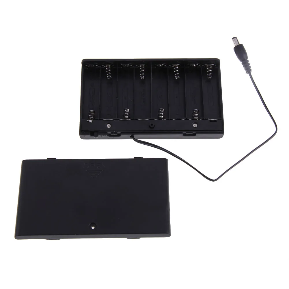 8 × AA 12 فولت حافظة بطاريات مع مفاتيح تشغيل/إيقاف وغطاء صندوق حامل البطارية لساعات الحائط راديو لحم الخنزير للأطفال #2