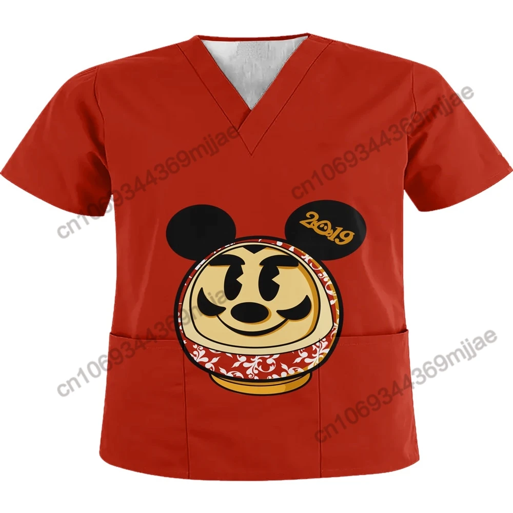 

Nurse Uniform T-shirt Female Pocket Cheap Women's Clothes and Free Shipping Disney T-shirt for Girls Y2k Plus Size Tops Mesh Top