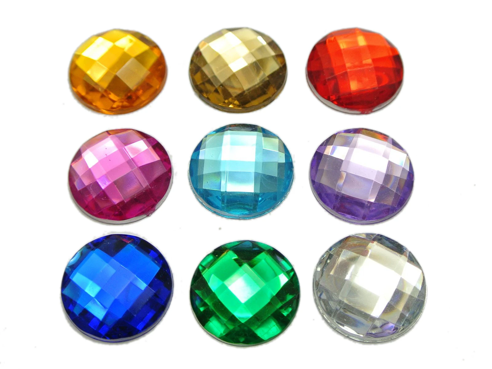 50 Acrylic Flatback Rhinestone Round Gem Beads 20mm No Hole