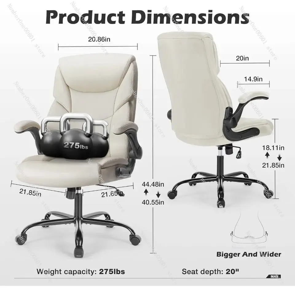 Chair for Office,High Back Ergonomic Executive Desk Chair, PU Leather Flip-Up Armrests Computer Chair, Rolling Chair with Wheels