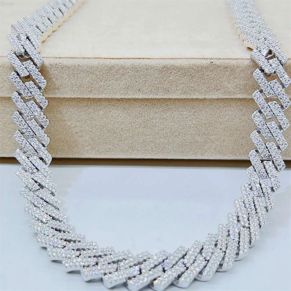 Hot Sale Vvs Moissanite Diamond Cuban Link Chain 925 Sterling Silver Men's Cuban Link Chain Bracelet