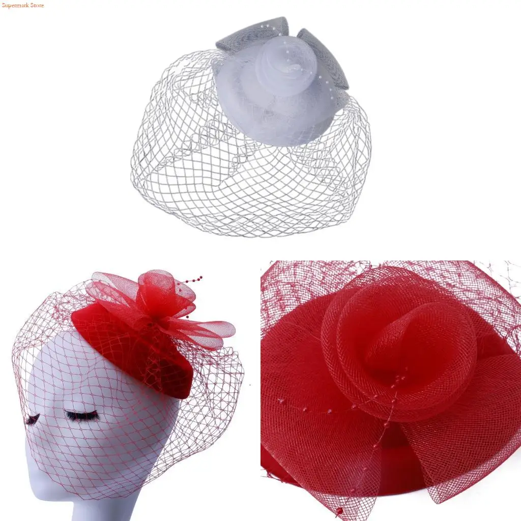 Q5WE Elegant Mesh Veil Hair Barrettes Headdress For Women Girls Secure Grip Breathable Headpiece For Weddings Parties