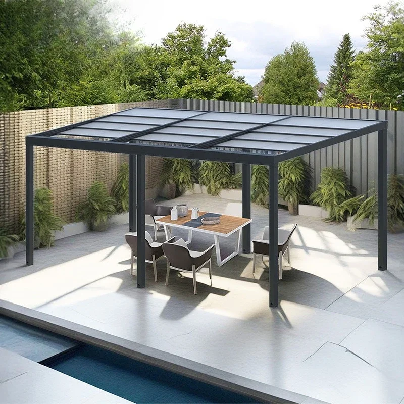 Courtyard louver pavilion canopy sunshade greenhouse aluminum removable UV protection guest outdoor leisure office