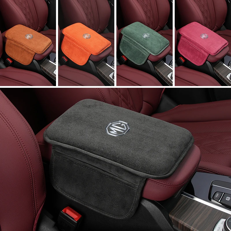 Car Accessories Suede Armrest Protection Pad Storage Box For Morris Garages MG 6 3 5 7 TF ZR ZS HS GS GT Hector RX5 RX8 350 550