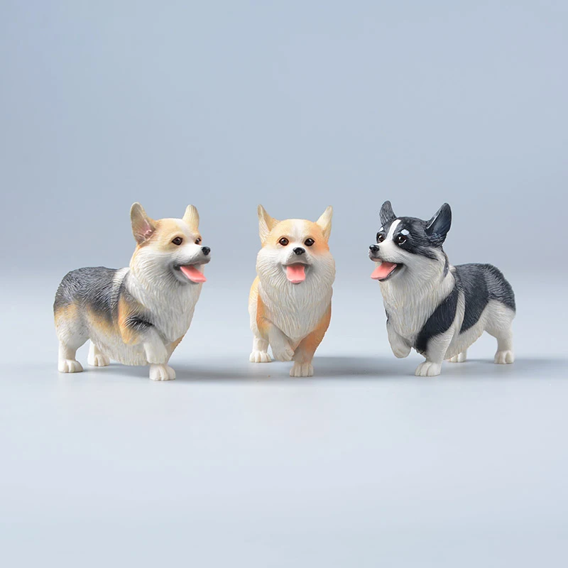 Kawaii Animal Resin Action Figures Welsh Corgi Pembroke Simulation Animal Figurine Collection Model Kids Toys for Children Gifts