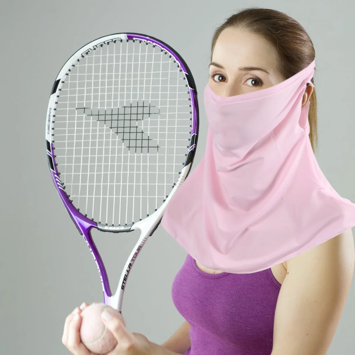 

2 шт. УФ-защитная маска для лица, солнцезащитный шарф из ледяного шелка, дышащий многофункциональный шарф для верховой езды, походов, бега