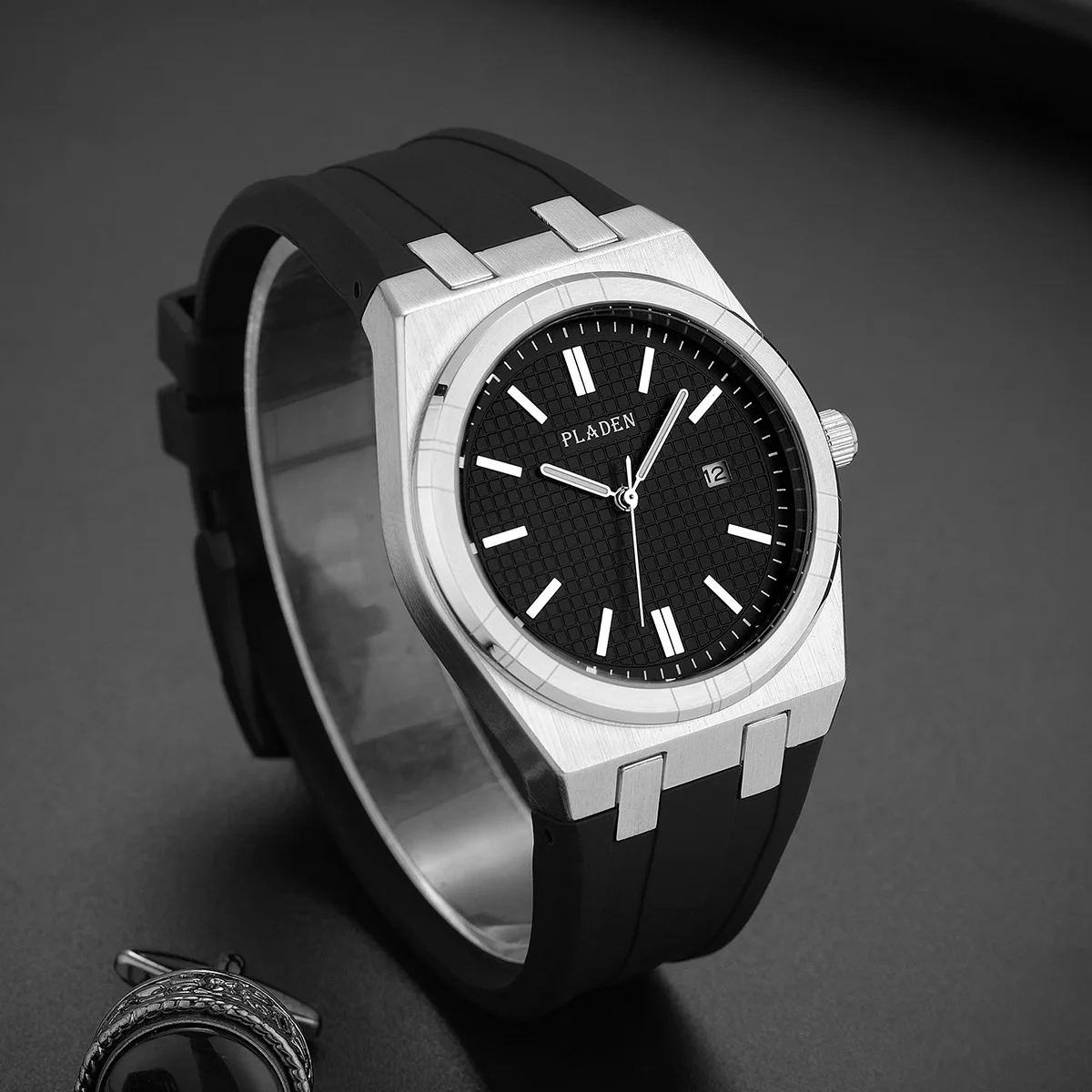 

Модный бренд 40 мм, черно-белый силиконовый ремешок, спортивный водонепроницаемый календарь, мужские часы, коробка для доставки Relogio Masculino