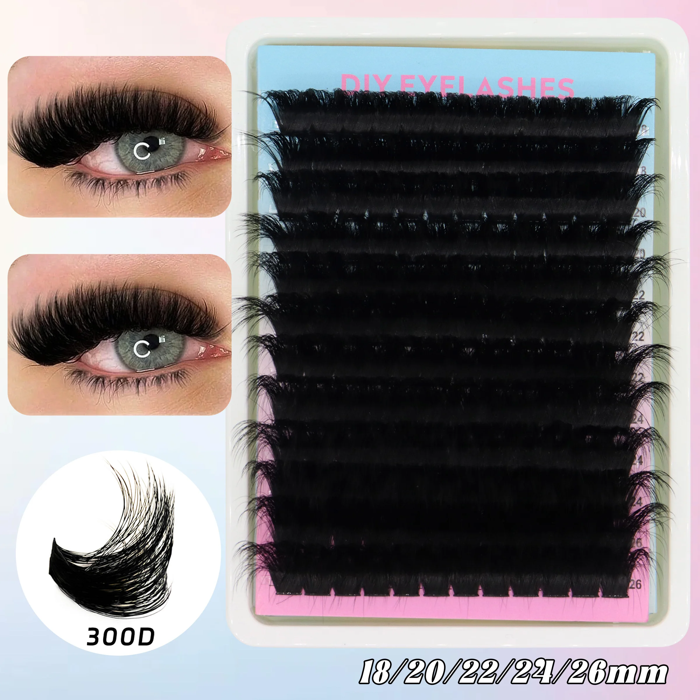 HBZGTLAD 18mm-26mm Extra Long  False Eyelashes Sharp and Fluffy Eyelashes Naturally Extend and Can Be Reused