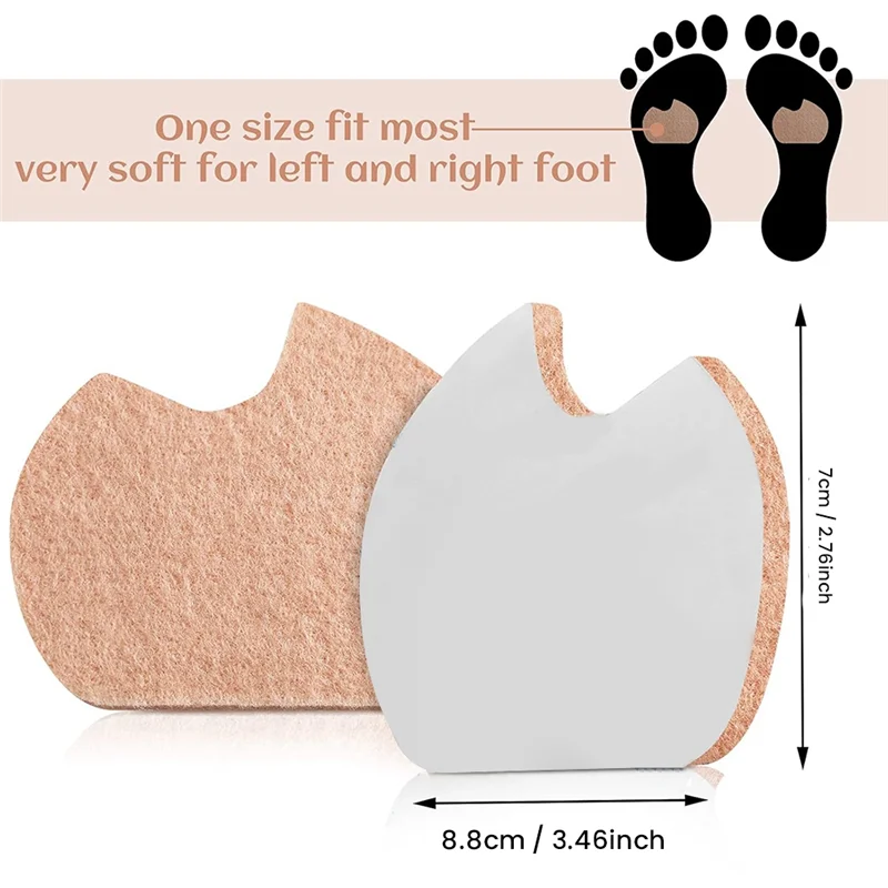 ABDJ-24 Uds. Almohadillas para pies para bailarina, almohadillas para sulcamoiditis para bola de pies derechos, cojín de fieltro para el dolor en el antepié