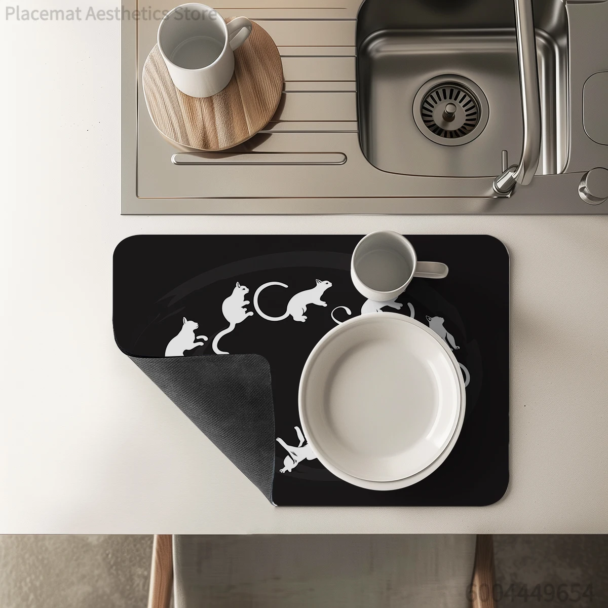 Large Kitchen Absorbent Mat Simple Silhouette Antiskid Draining Coffee Dish Drying Mat Quick  Bathroom Drain Pad Tableware Mat