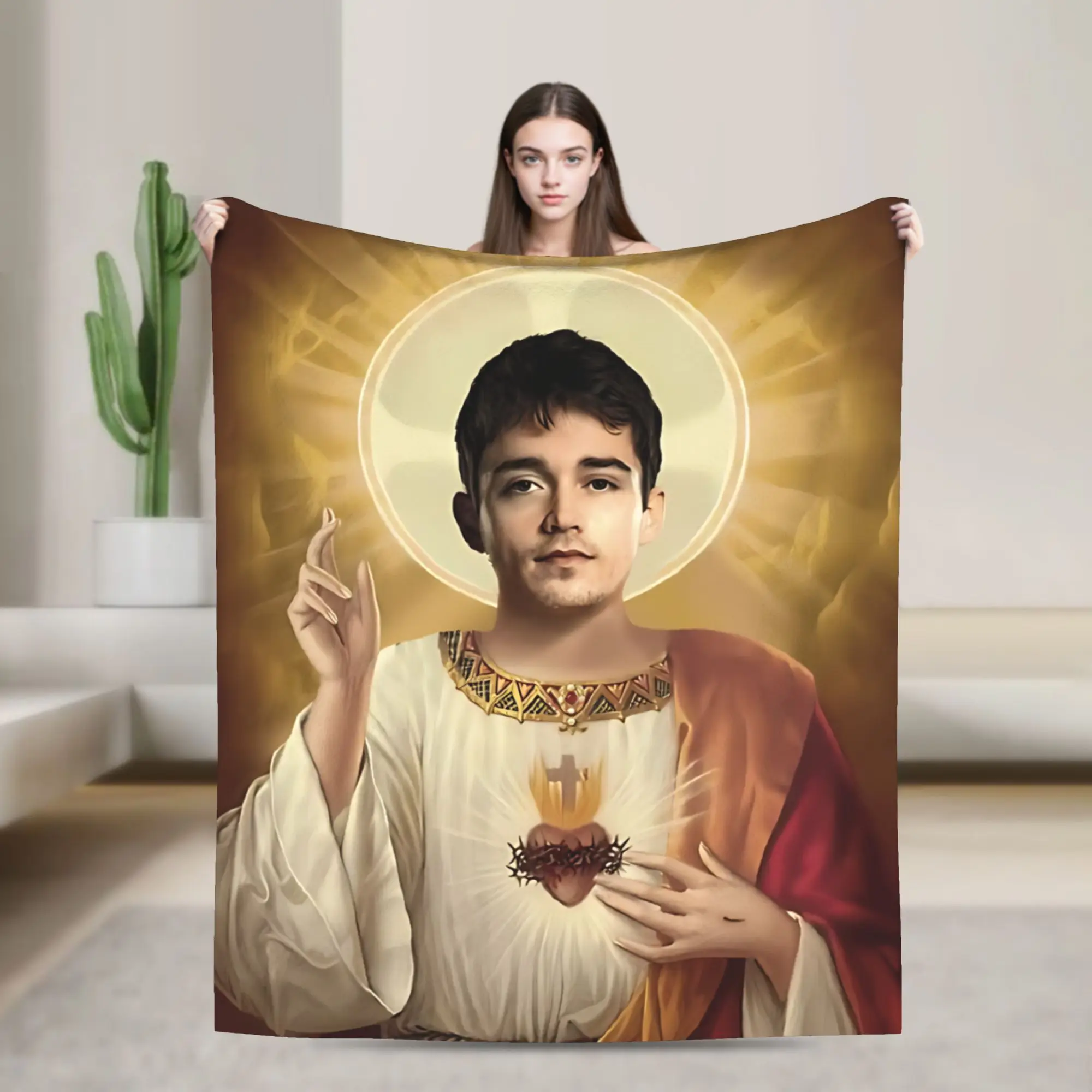 C-Charles L-Leclerc Jesus Blankets Coral Fleece Plush Summer Air Conditioning  Thin Throw Blanket for Bedding Car Bedding Throws