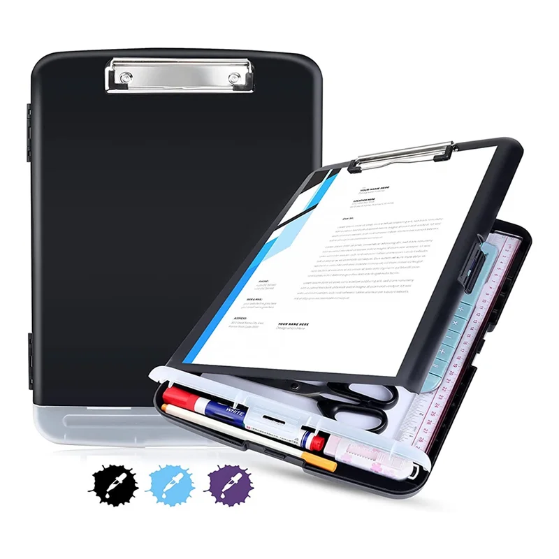 Geavanceerde klemborden met heavy duty, 8,5 x 11 klemborden met clip met laag profiel, zijopening, A4-formaat voor kantoor, school en thuis