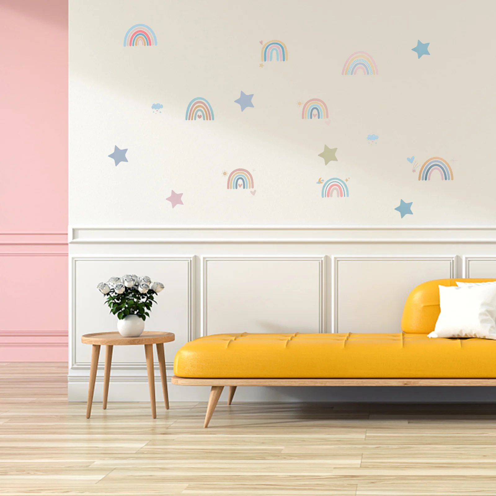 

Rainbow Wallpaper Decals 4 Sheets Lovely Cartoon Designs Kids Room Stickers Safe Material No Residue Rainbow Wall Decals