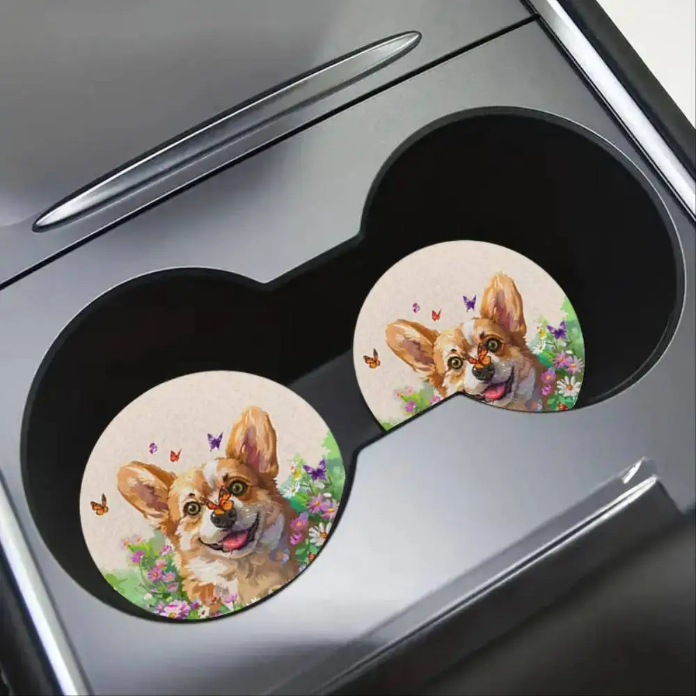 Flower Hummingbird Absorbent Car Coasters EVA Cup Holder Pads For Women Girls