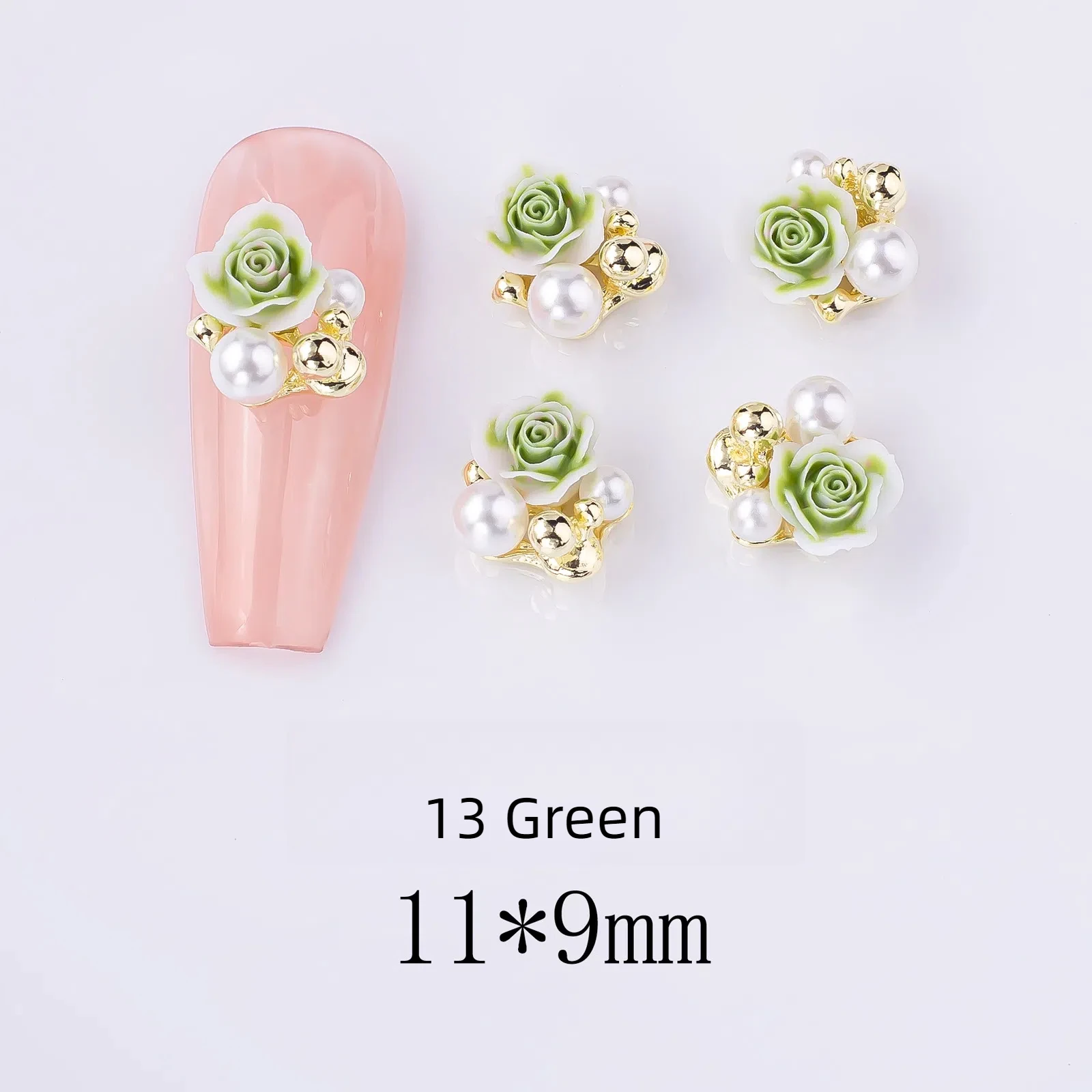 10 قطعة/الوحدة سبائك الراتنج زهرة الورد مسمار الفن زينة مع الراين الوردي الفاخرة اللؤلؤ لهجات Kawaii مانيكير اكسسوارات #6