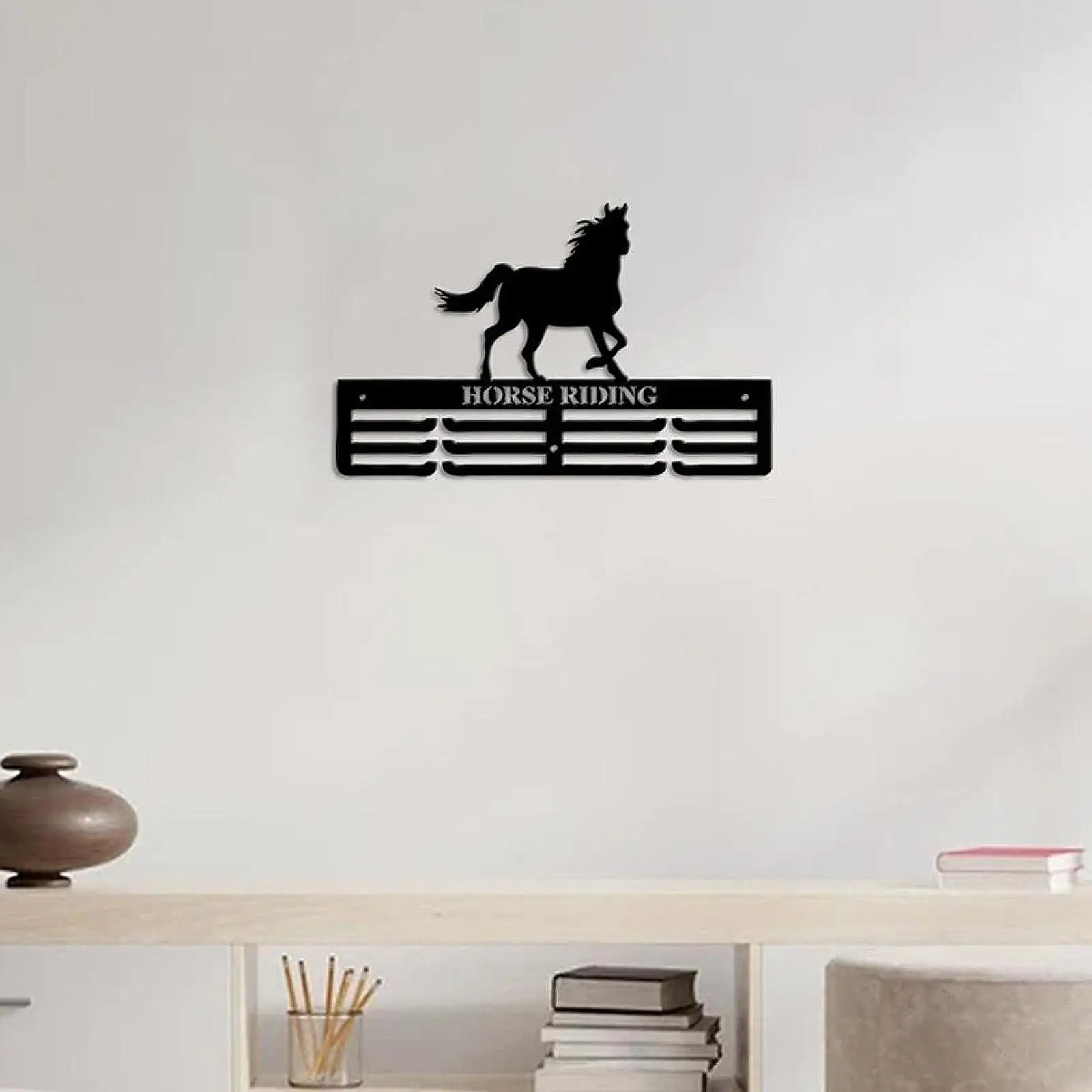 Medal Storage Rack Equestrian Hurdles Medal Holder Home Decor Black Iron Shelf