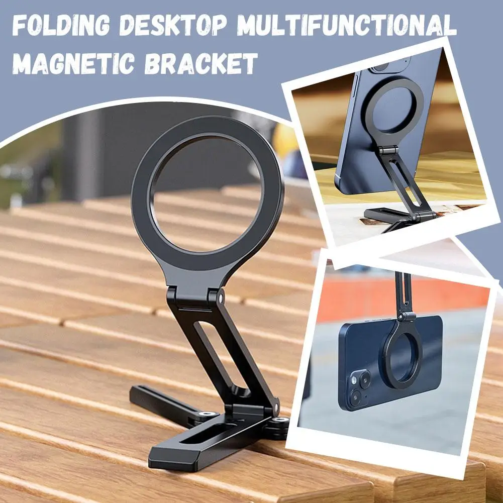 

Double Folding Mobile Phone Stand Desktop Multi-functional In Hand Stand Aluminum Hand With Magnetic The All Alloy Rack Q2p0