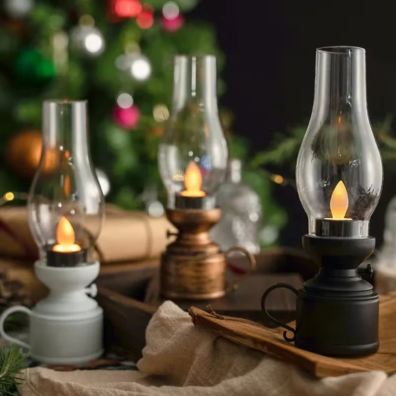 Electronic Oil Lamp Creative Retro Electric Kerosene Candle Oil Lamp Led Candle Wick Flicker Electronic Kerosene Atmosphere Lamp