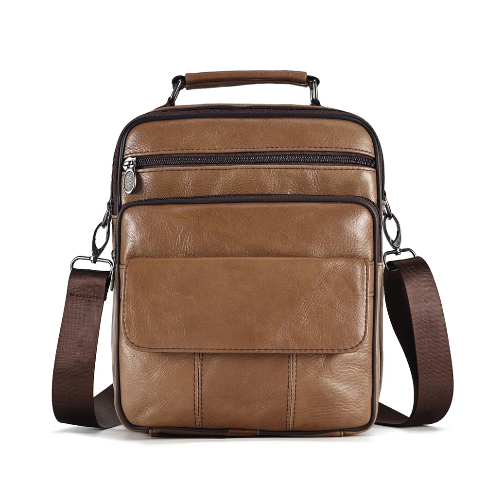 Bolso de hombro informal para hombre bandolera de cuero genuino retro a la moda novedad